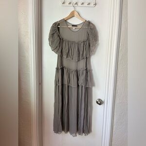 Chic Gray Layered Maxi Dress